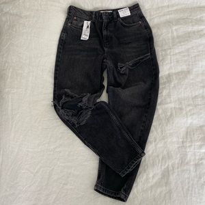 NWT Topshop Petite Ripped Mom Jeans - Black - Size 6P